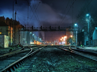 Railway Station At Night wallpaper 320x240