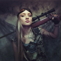 Sfondi Soldier girl with a sniper rifle 208x208