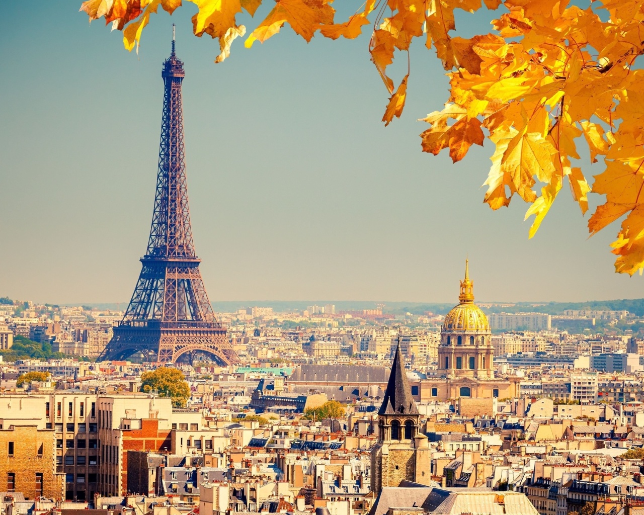 Sfondi Eiffel Tower Paris Autumn 1280x1024