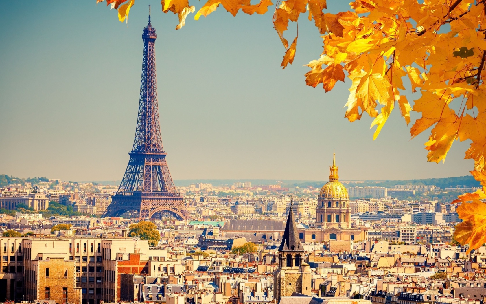 Обои Eiffel Tower Paris Autumn 1680x1050