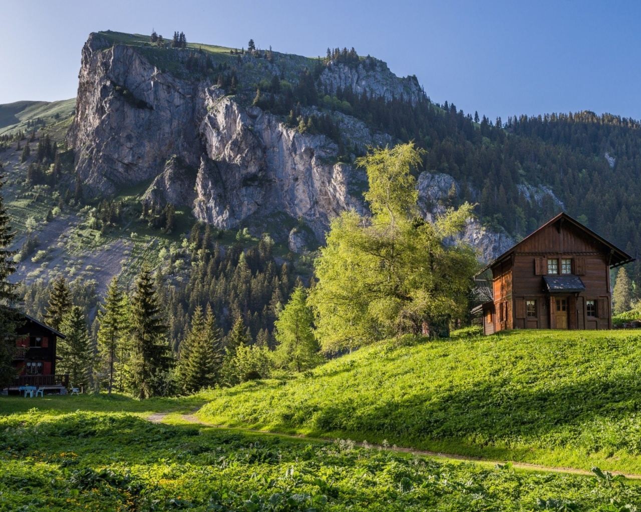 Das Green House in Swiss Alps Wallpaper 1280x1024