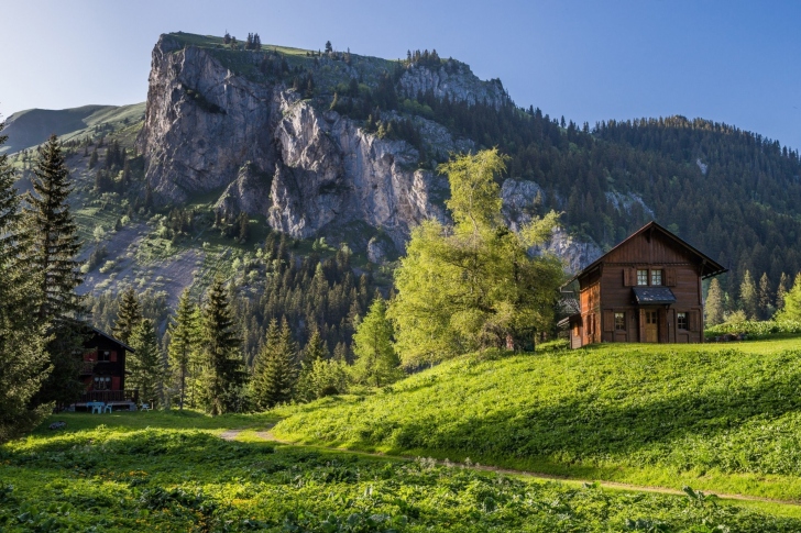 Обои Green House in Swiss Alps
