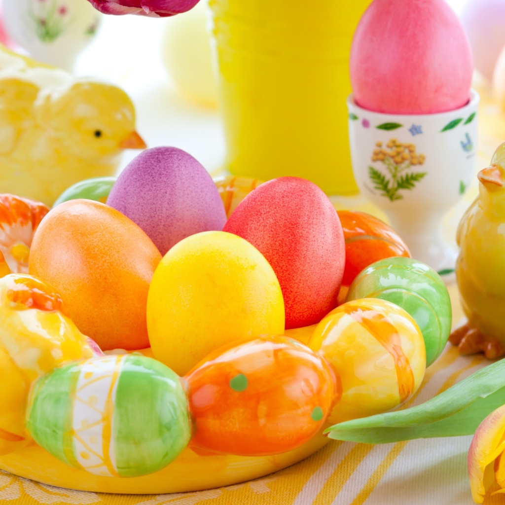 Das Colorful Easter Wallpaper 1024x1024