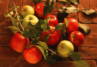 Apples And Juicy Leaves Wallpaper for Android, iPhone and iPad