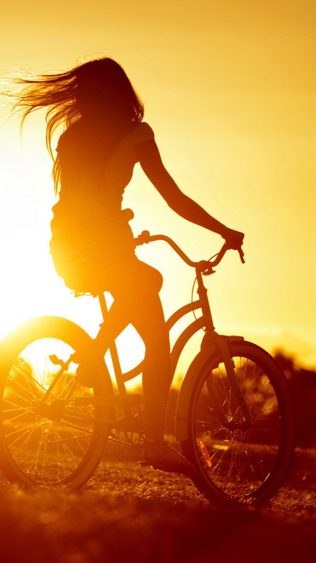 Fondo de pantalla Sunset Bicycle Ride 1080x1920