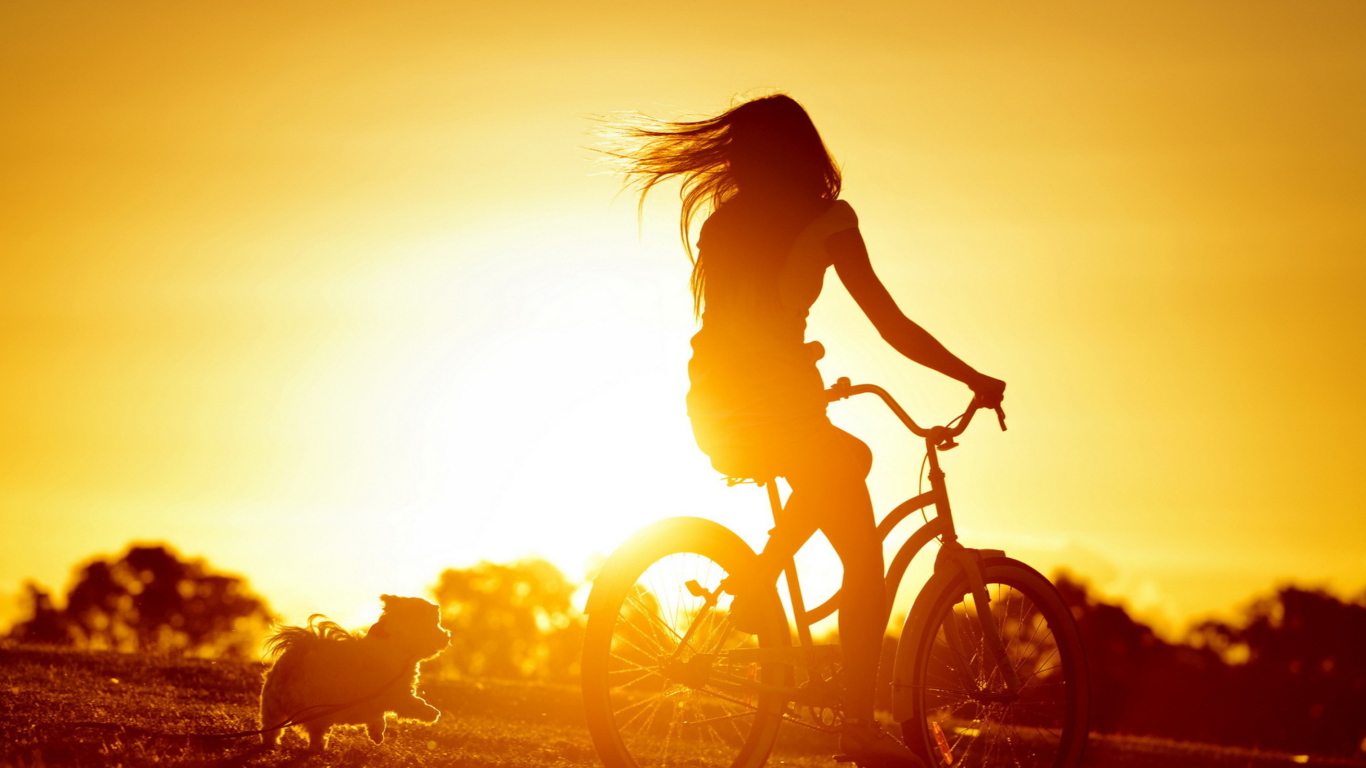 Sfondi Sunset Bicycle Ride 1366x768