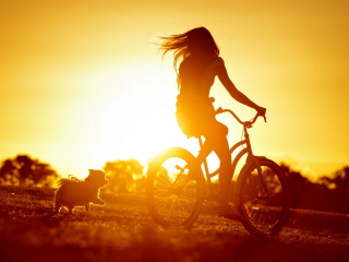 Das Sunset Bicycle Ride Wallpaper 320x240