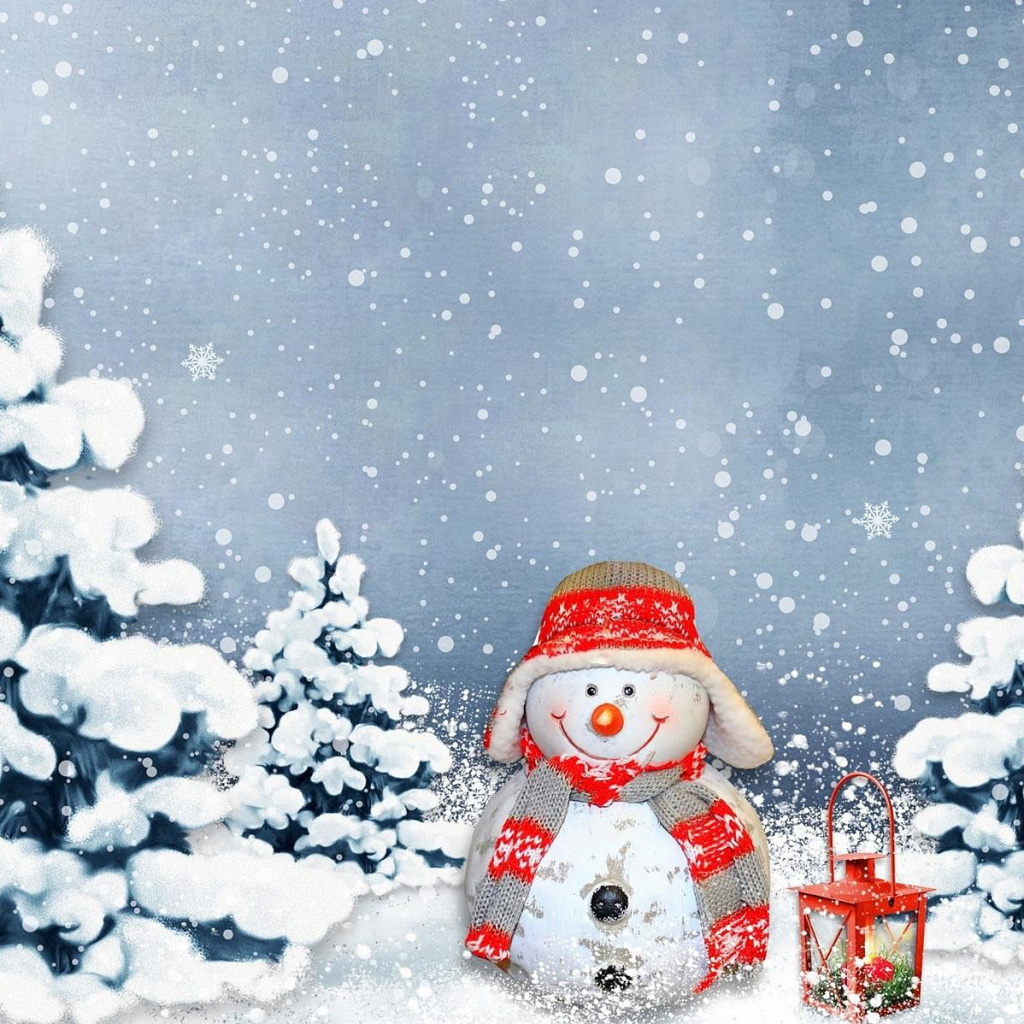 Das Frosty Snowman for Xmas Wallpaper 1024x1024