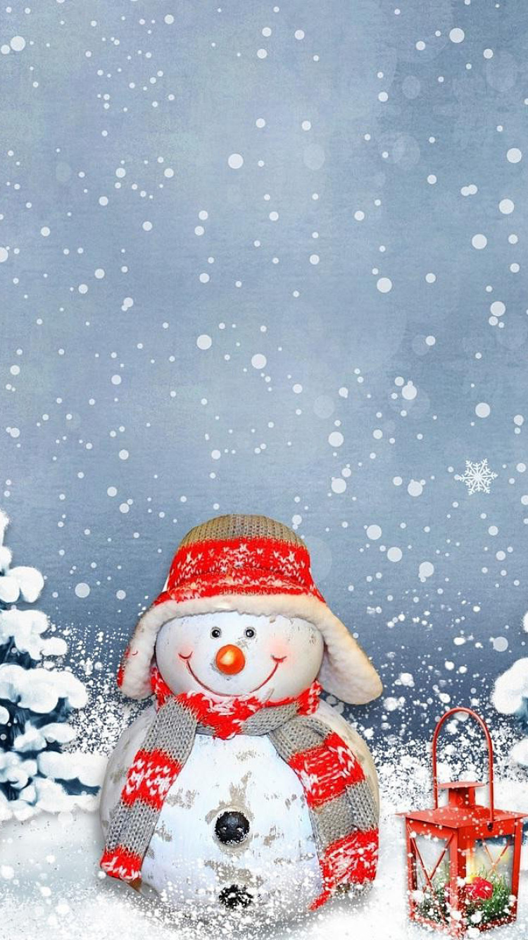 Frosty Snowman for Xmas wallpaper 750x1334