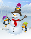 Обои Snowman and Penguin 128x160