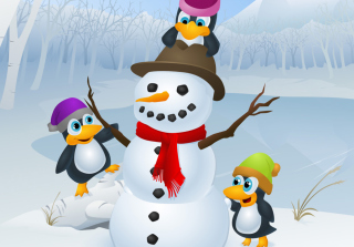 Kostenloses Snowman and Penguin Wallpaper für Android, iPhone und iPad