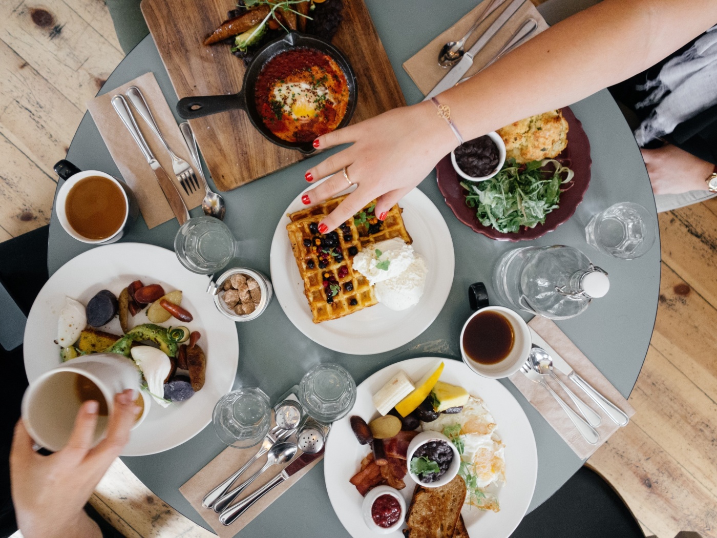 Fondo de pantalla Breakfast with Coffee, Bacon and Waffle 1400x1050