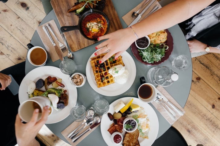 Fondo de pantalla Breakfast with Coffee, Bacon and Waffle