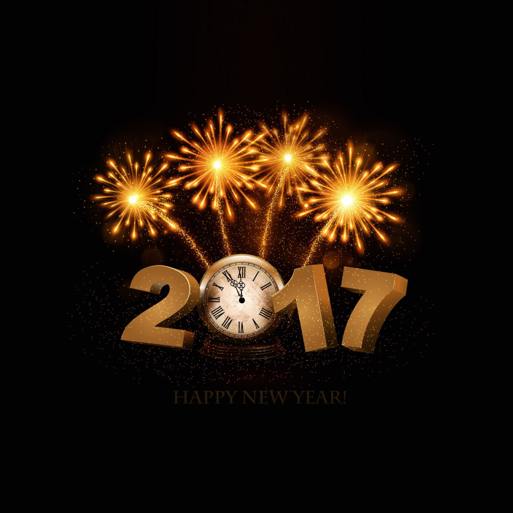 2017 New Year fireworks wallpaper 1024x1024