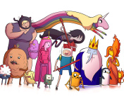 Обои Adventure time, finn the human, jake the dog, princess bubblegum, lady rainicorn, the ice king 176x144