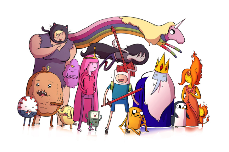 Adventure time, finn the human, jake the dog, princess bubblegum, lady rainicorn, the ice king wallpaper