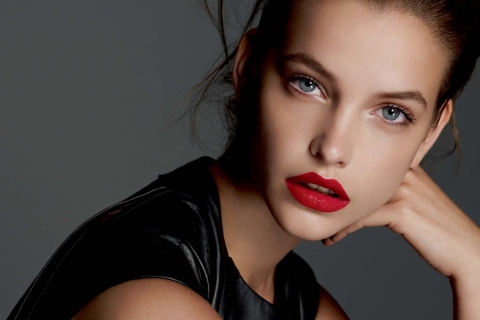 Fondo de pantalla Barbara Palvin Red Lipstick 480x320