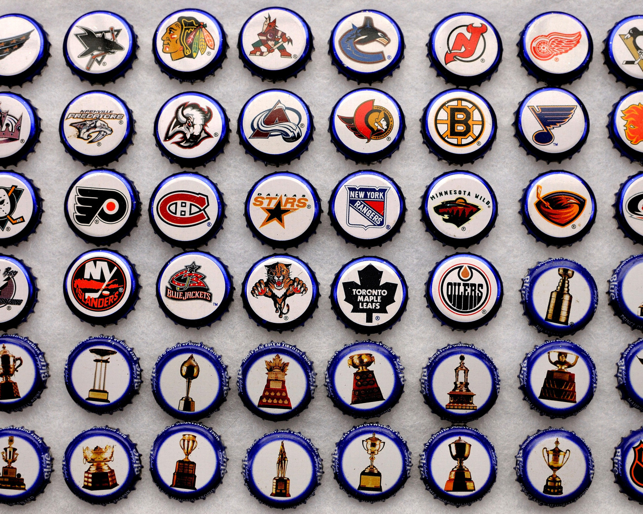 Screenshot №1 pro téma Bottle caps with NHL Teams Logo 1280x1024