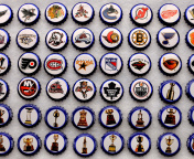 Fondo de pantalla Bottle caps with NHL Teams Logo 176x144