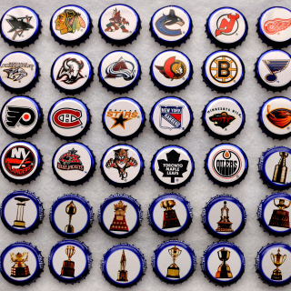 Kostenloses Bottle caps with NHL Teams Logo Wallpaper für iPad 2