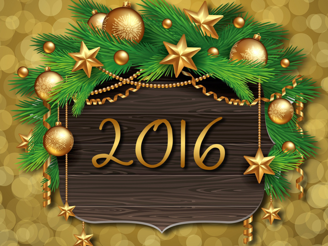 Screenshot №1 pro téma Happy New Year 2016 Golden Style 1152x864