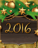 Das Happy New Year 2016 Golden Style Wallpaper 128x160