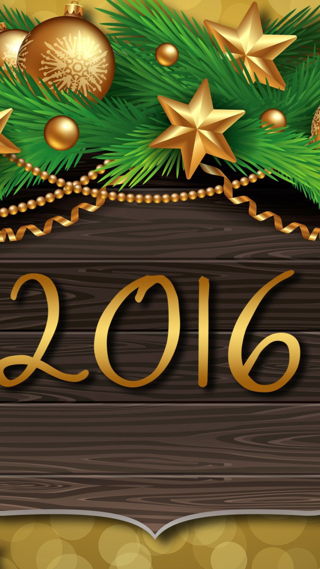 Happy New Year 2016 Golden Style wallpaper 640x1136