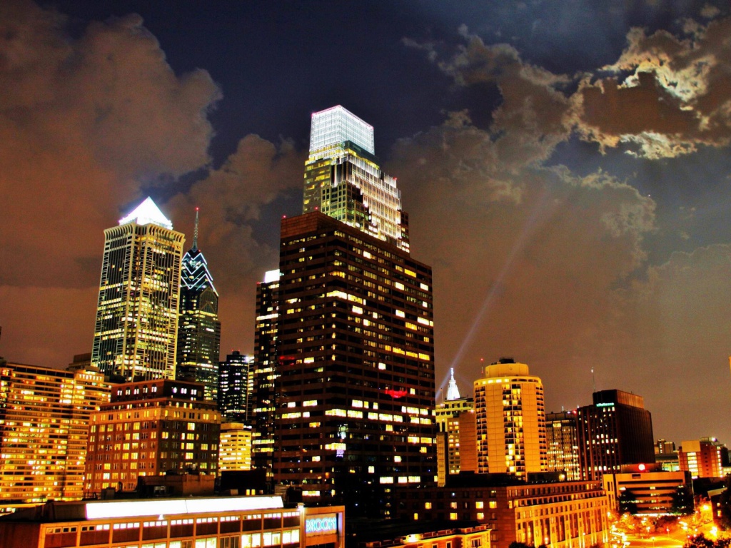 Philadelphia Night Skyline in USA wallpaper 1024x768