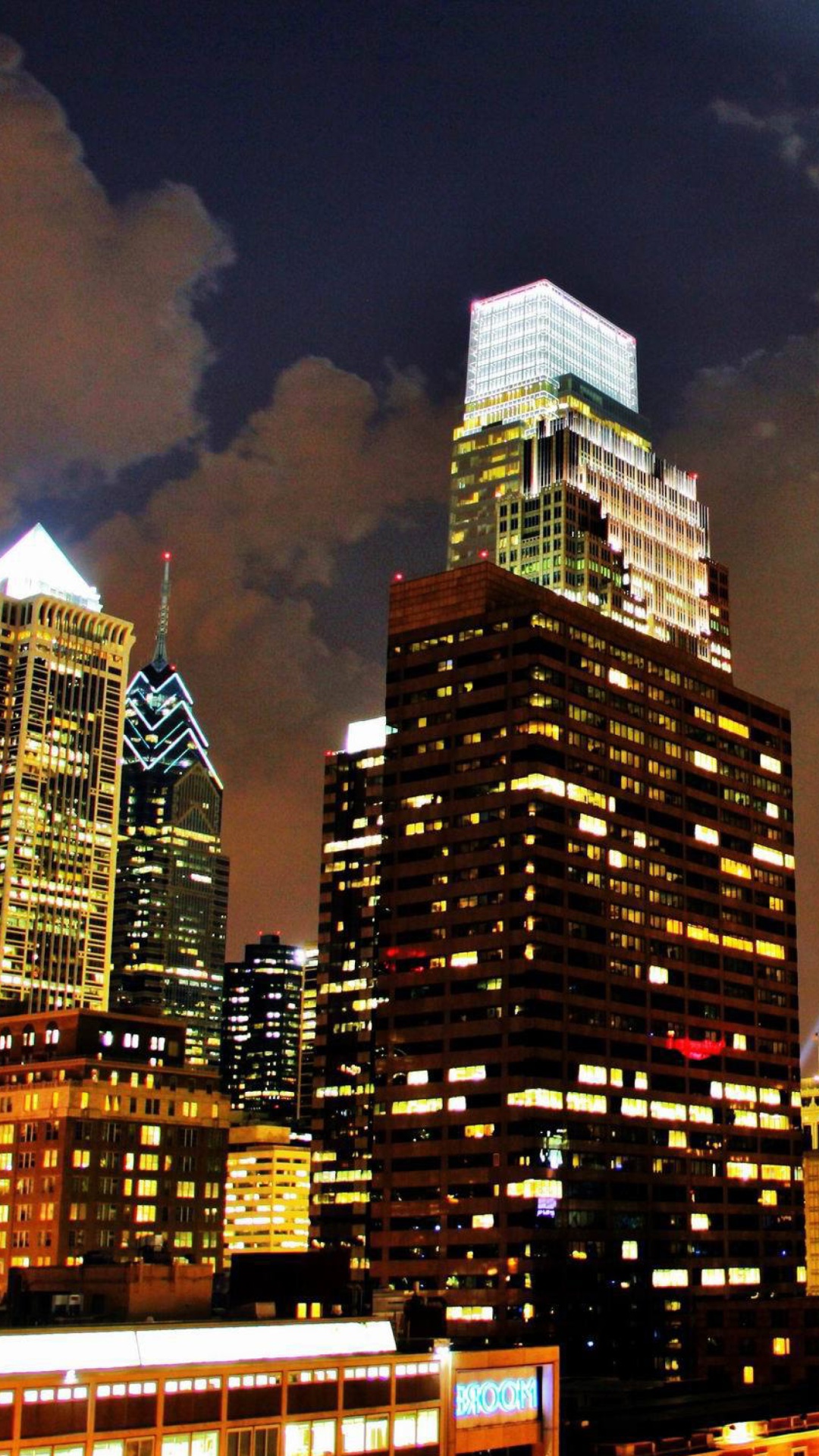 Das Philadelphia Night Skyline in USA Wallpaper 1080x1920