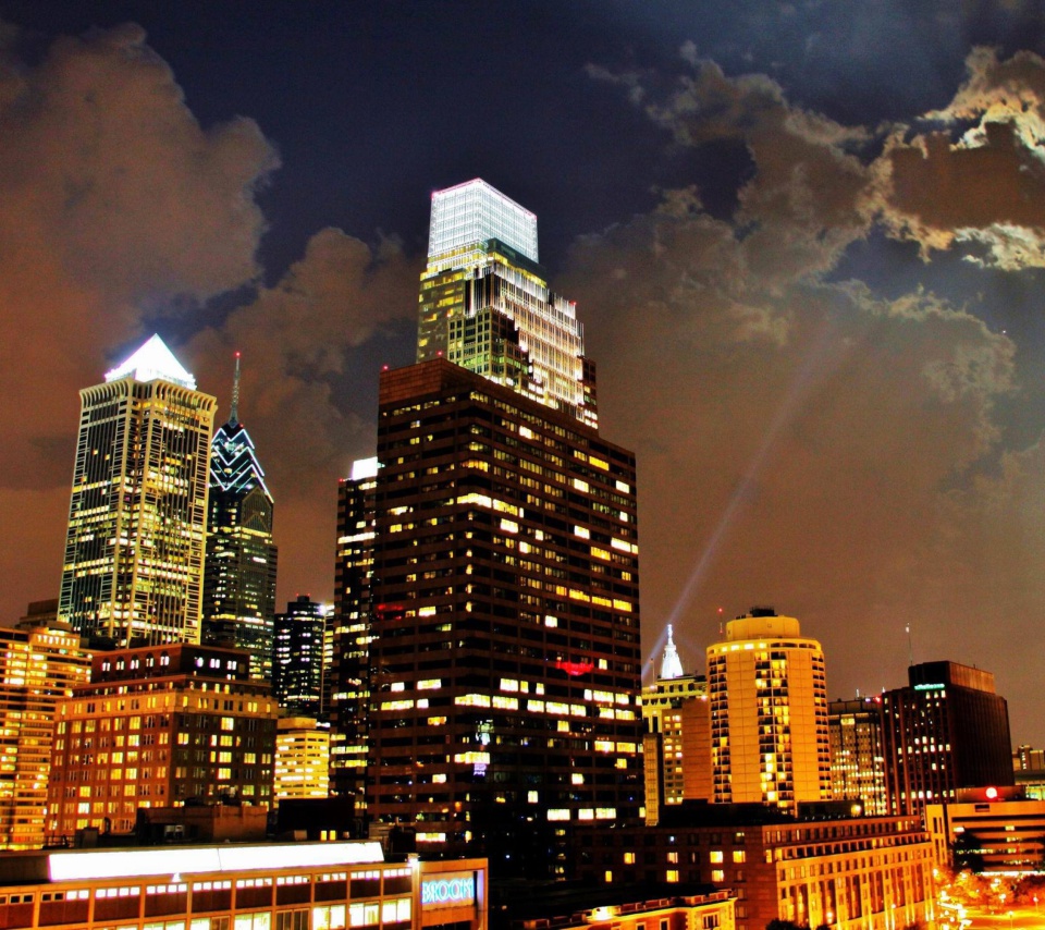 Das Philadelphia Night Skyline in USA Wallpaper 960x854