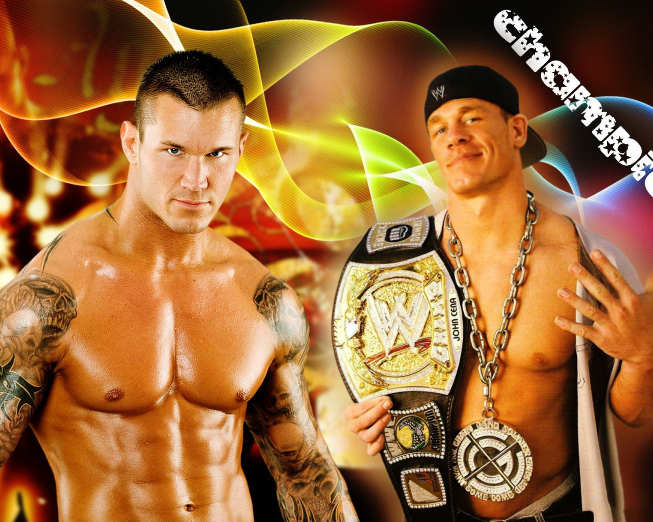 Sfondi John Cena vs Randy Orton 1280x1024