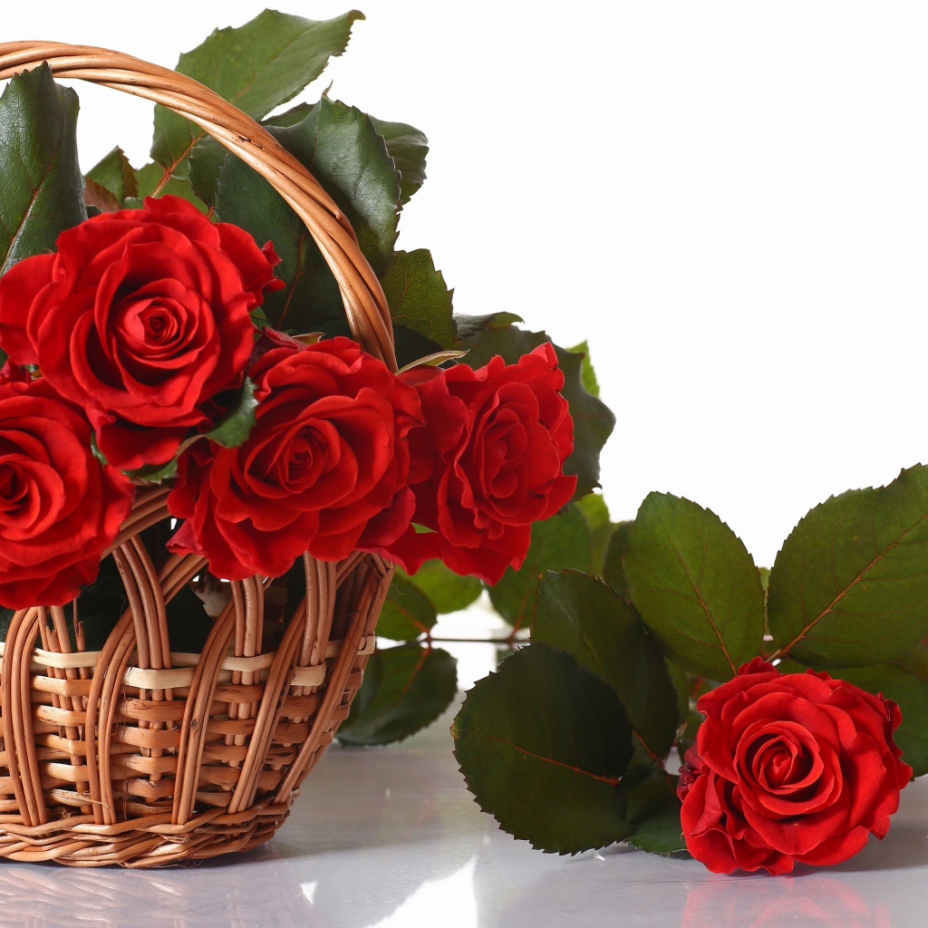 Basket with Roses wallpaper 1024x1024