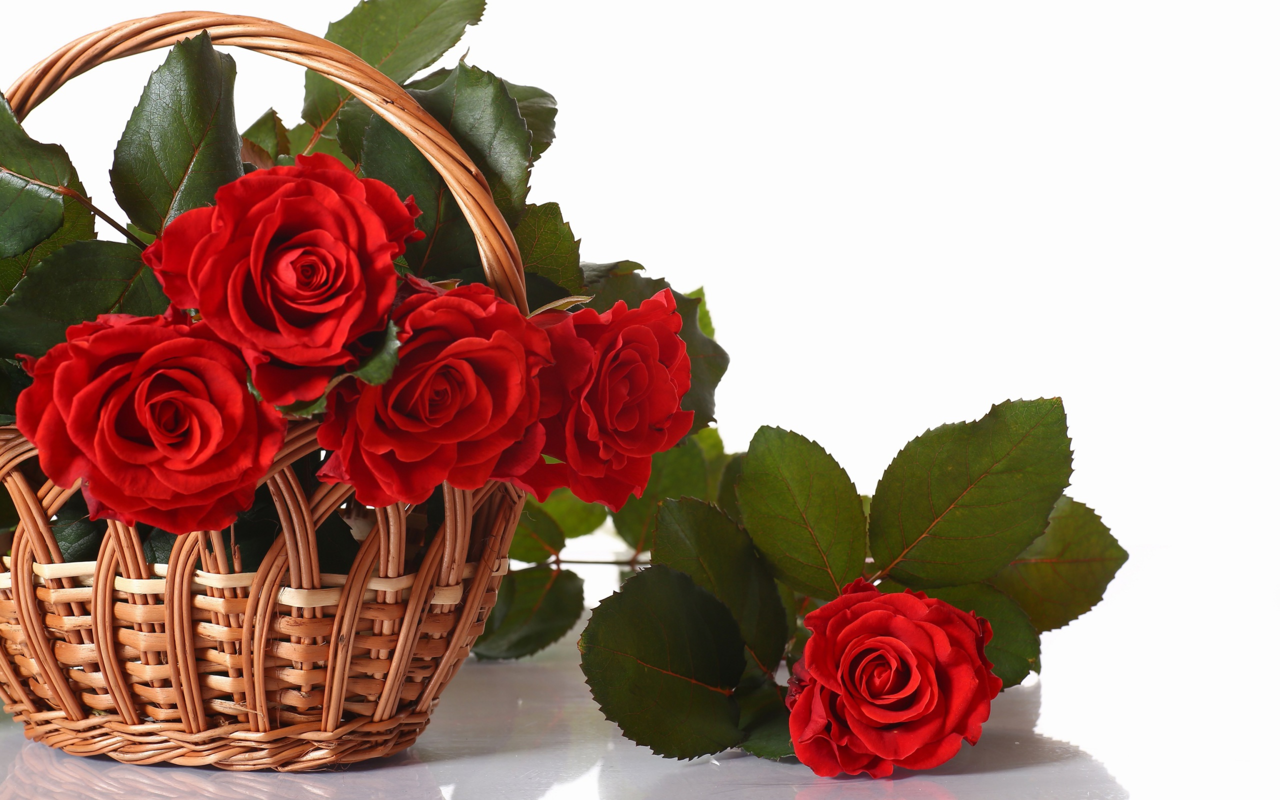 Das Basket with Roses Wallpaper 2560x1600