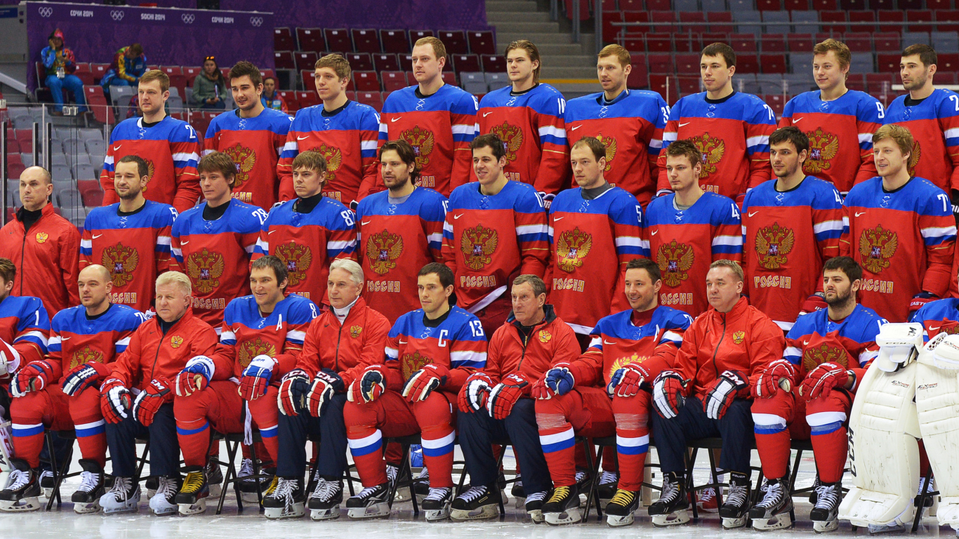 Russian Hockey Team Sochi 2014 wallpaper 1366x768