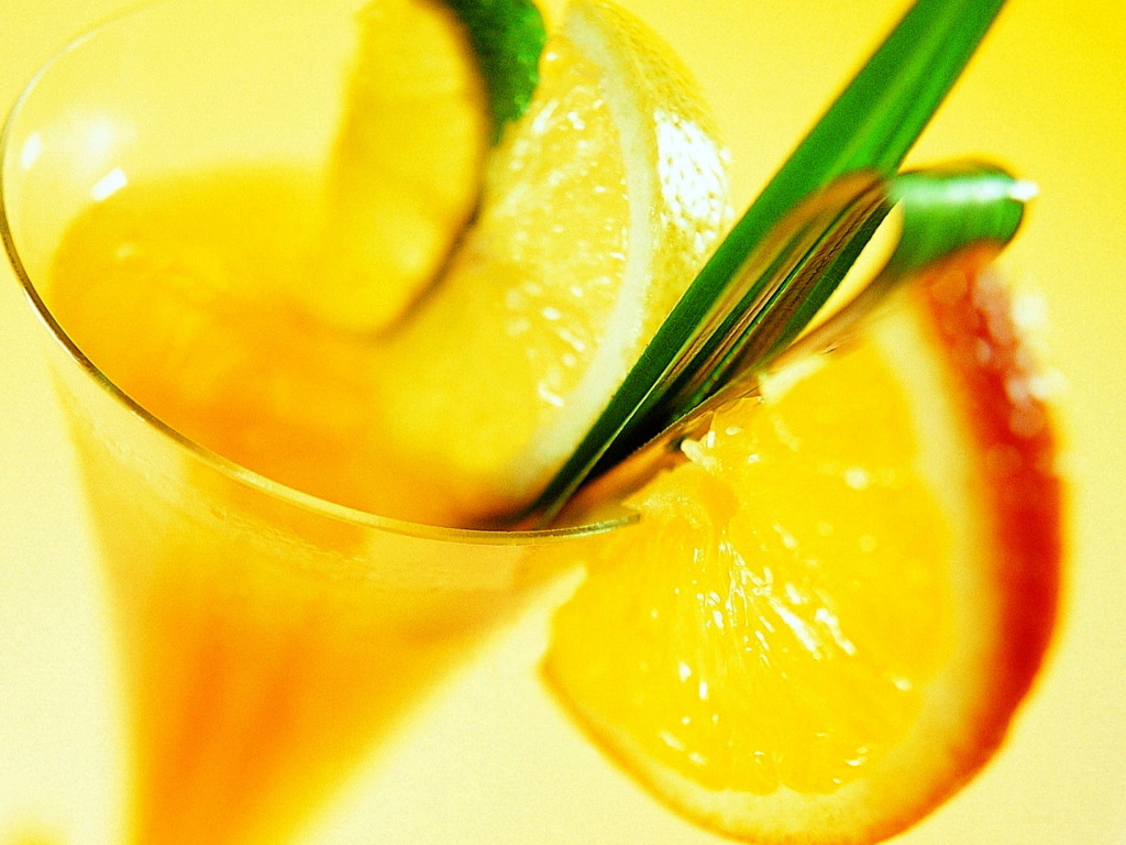 Обои Cocktail with Orange Slice 1024x768