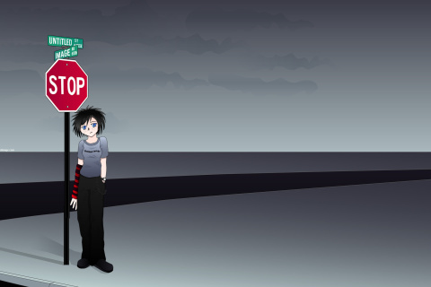 Das Stop Sign and Crossroad Wallpaper 480x320