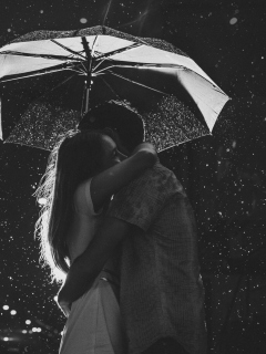 Das Black And White Rain Hug Wallpaper 240x320