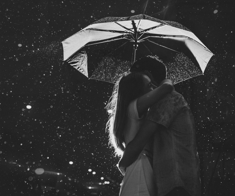 Fondo de pantalla Black And White Rain Hug 960x800