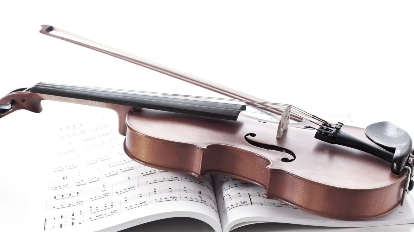 Violin and sheet music wallpaper 1366x768