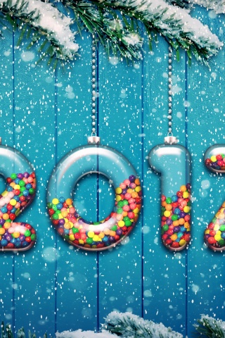 Happy New Year 2017 on Snowfall Texture wallpaper 320x480