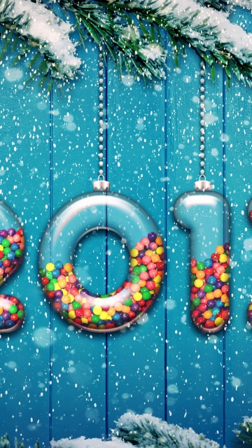 Das Happy New Year 2017 on Snowfall Texture Wallpaper 360x640