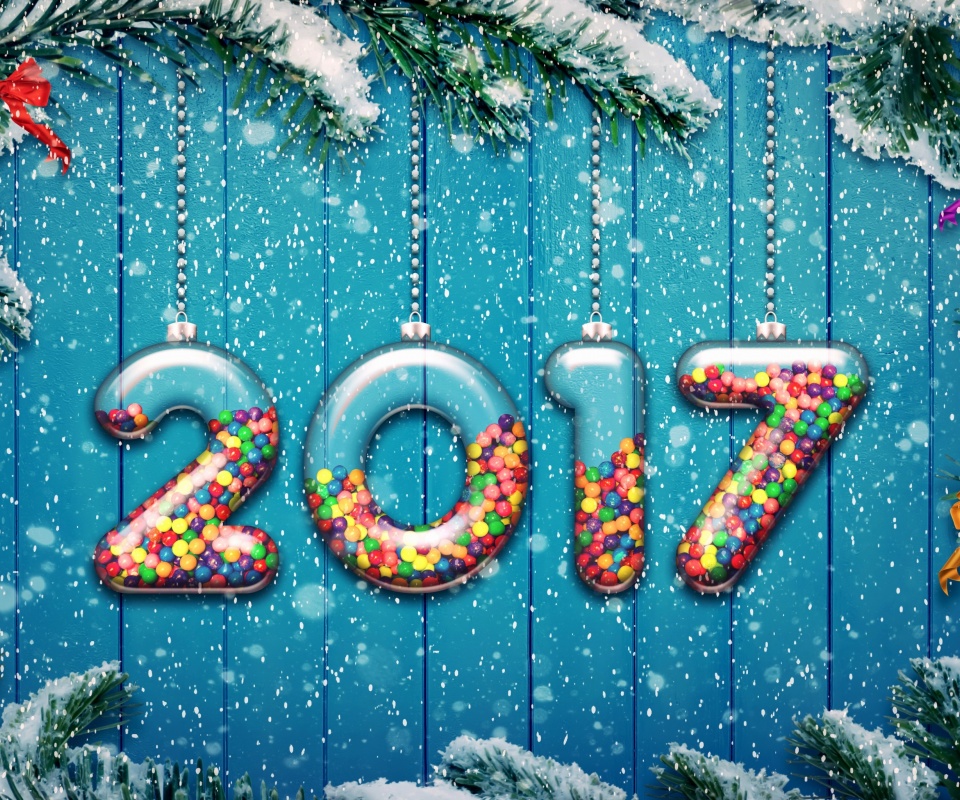 Screenshot №1 pro téma Happy New Year 2017 on Snowfall Texture 960x800