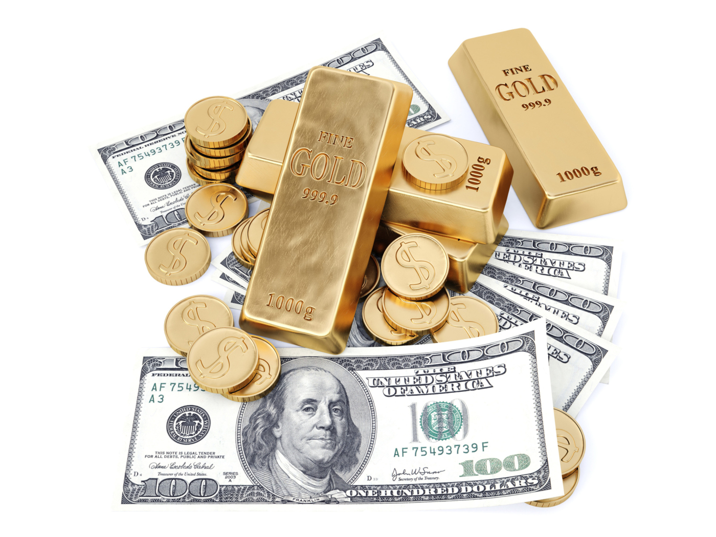 Das Money And Gold Wallpaper 1400x1050