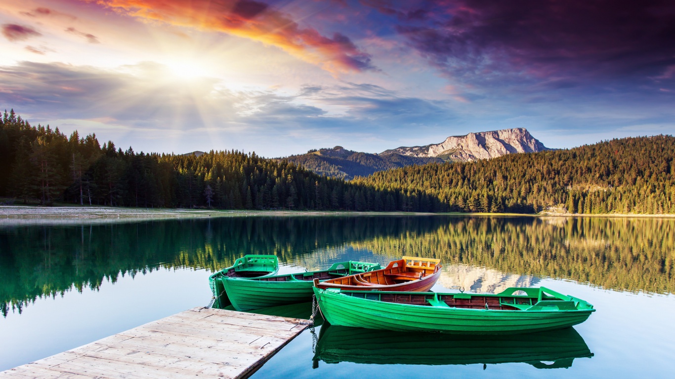 Mountain Lake HDR wallpaper 1366x768