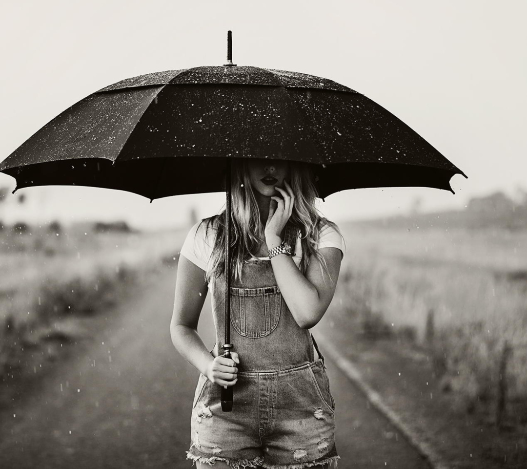 Das Girl Under Umbrella Wallpaper 1080x960