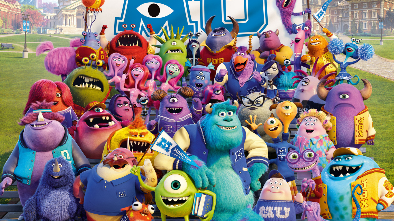 Sfondi Monsters University Pixar 1366x768
