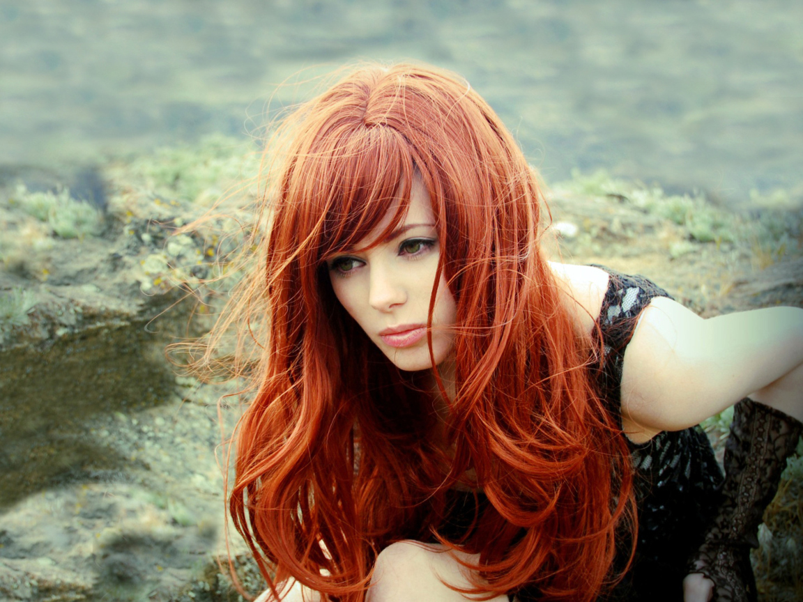 Screenshot №1 pro téma Gorgeous Red Hair Girl With Green Eyes 1152x864