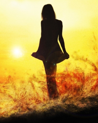 Картинка Girl Silhouette on Sunset для 750x1334