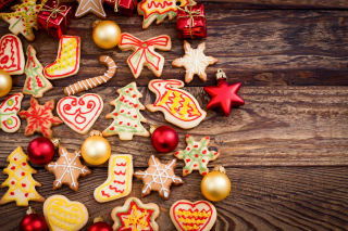 Christmas Decorations Cookies and Balls Background for Android, iPhone and iPad