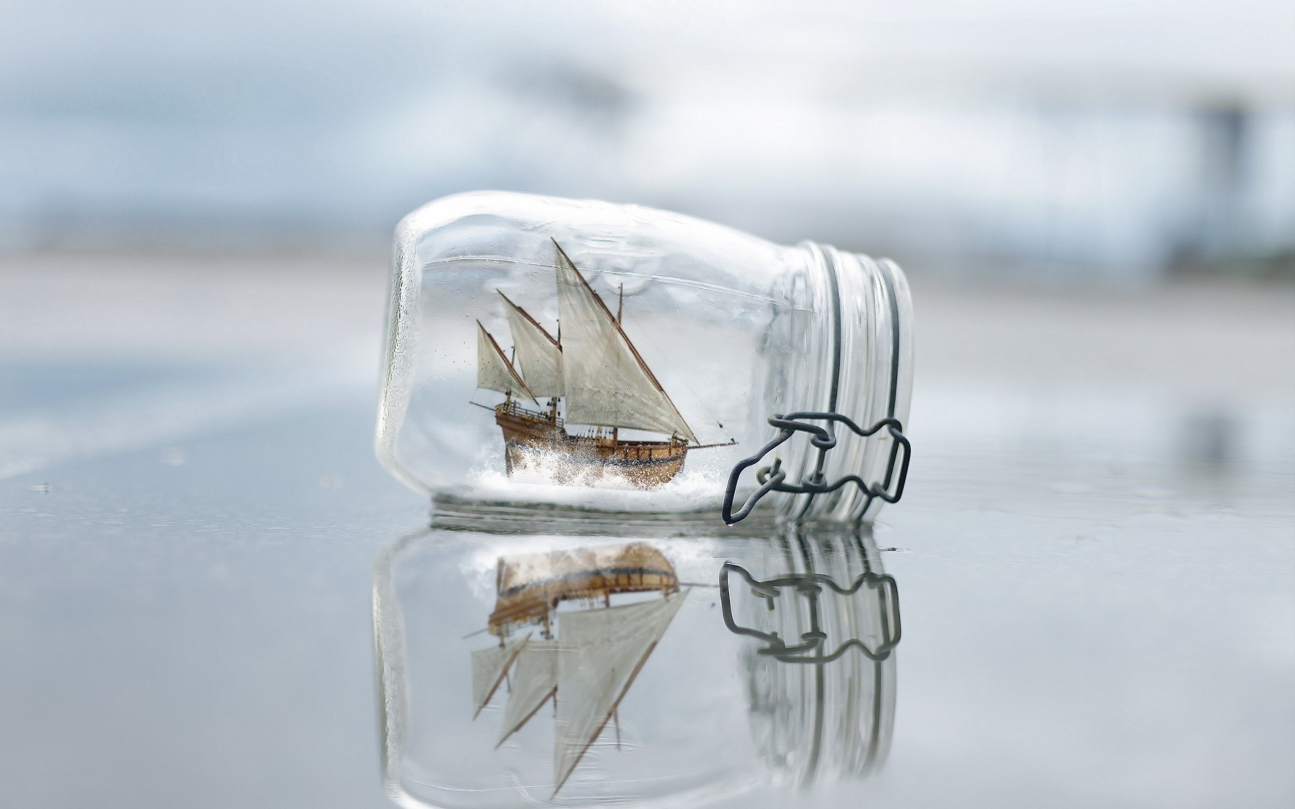 Das Toy Ship In Bottle Wallpaper 2560x1600